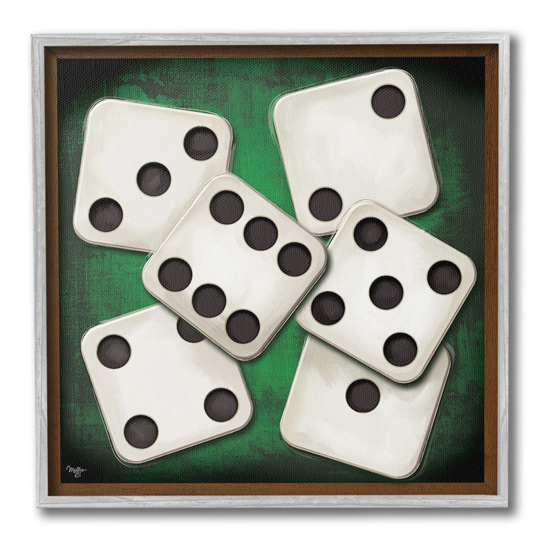 «Dice on Casino Table», estampe numérique par Molly B., H 17 po x l 17 po, Giclée encadrée blanc bord de mer