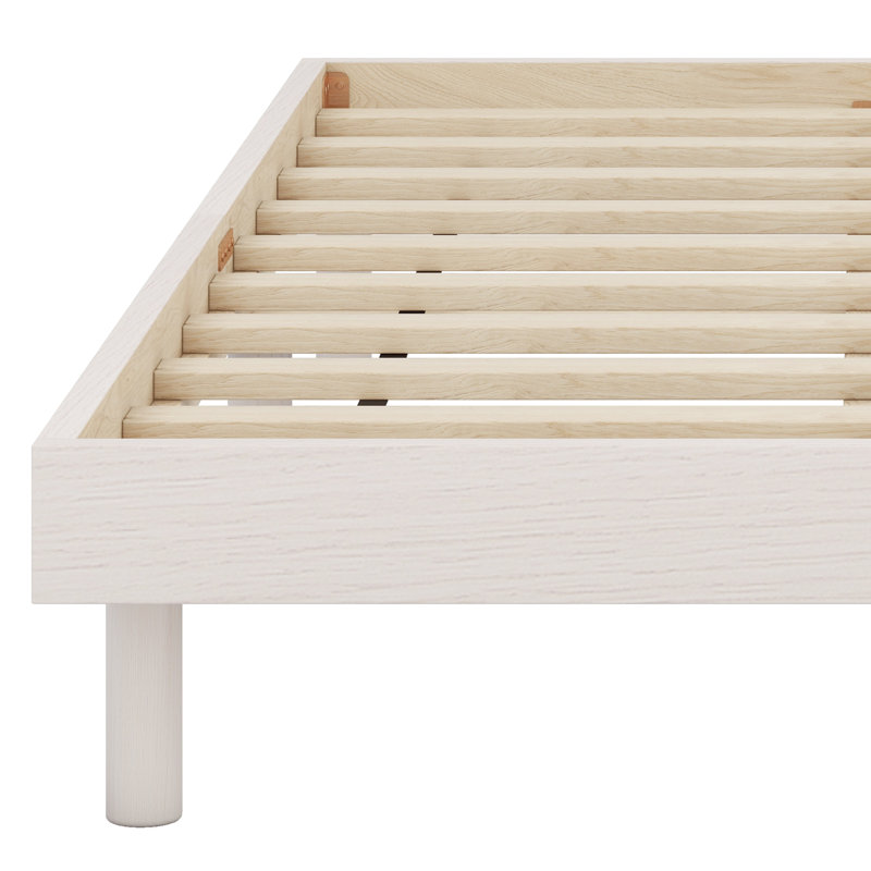 Modern Design Floating Platform Bed Frame, Twin, White Washed