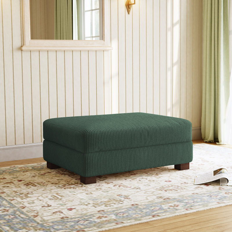 Maelina 110.5Cm Wide Rectangle Standard Ottoman, Hunter Green