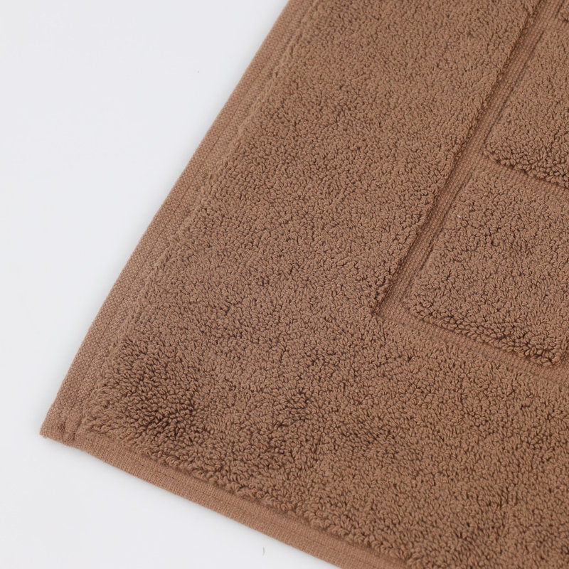 100% Cotton Thick & Absorbent Reversible Checkered Bath Mats - Set Of 2, Chocolate
