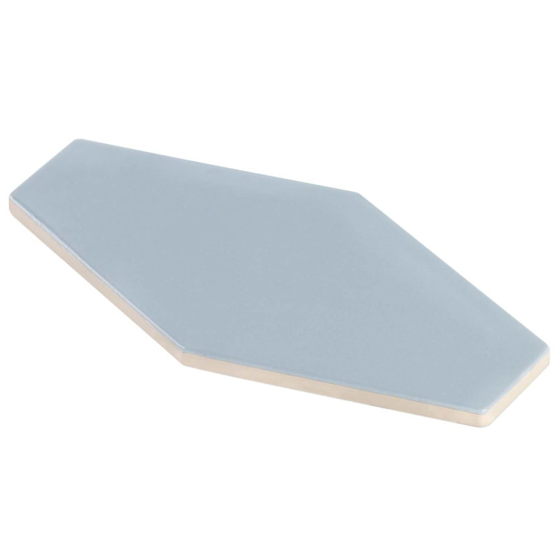 Manchester 4x8 Hexagon Glossy Ceramic Tile, Dew Blue