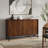 Banting 58"W Solid Wood Mid-Century Modern 3-Door Sideboard Buffet with Adjustable Shelves and Metal Base-1978005590