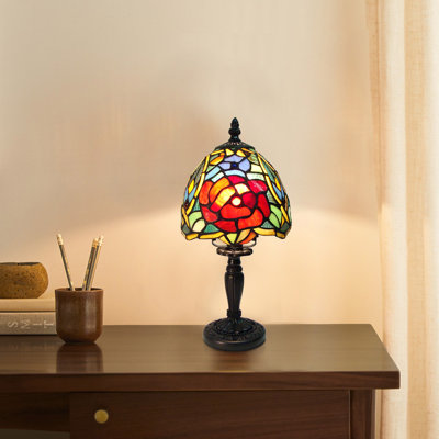 Tiffany Style Mini Table Lamp — Rose