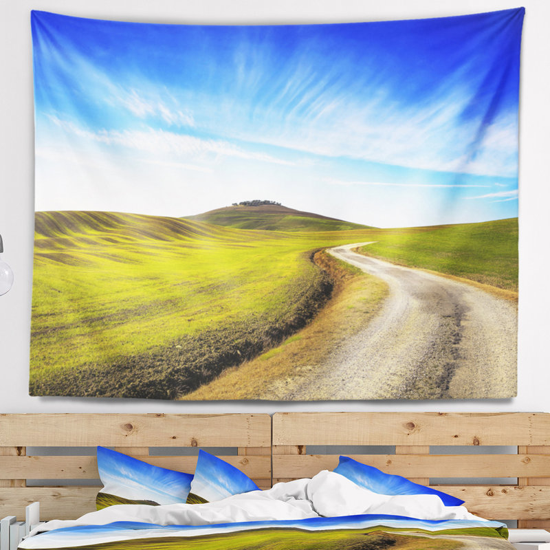 Tapisserie à routes rurales et oliviers landscape, H 78 po x l 92 po
