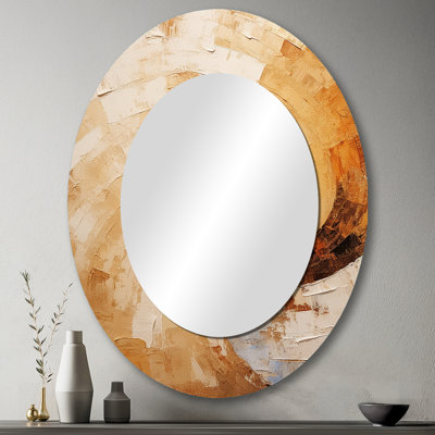 Beige Spiral Poteries - Miroir mural ovale beige