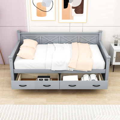 Twin Size 2 Drawers Wooden Daybed