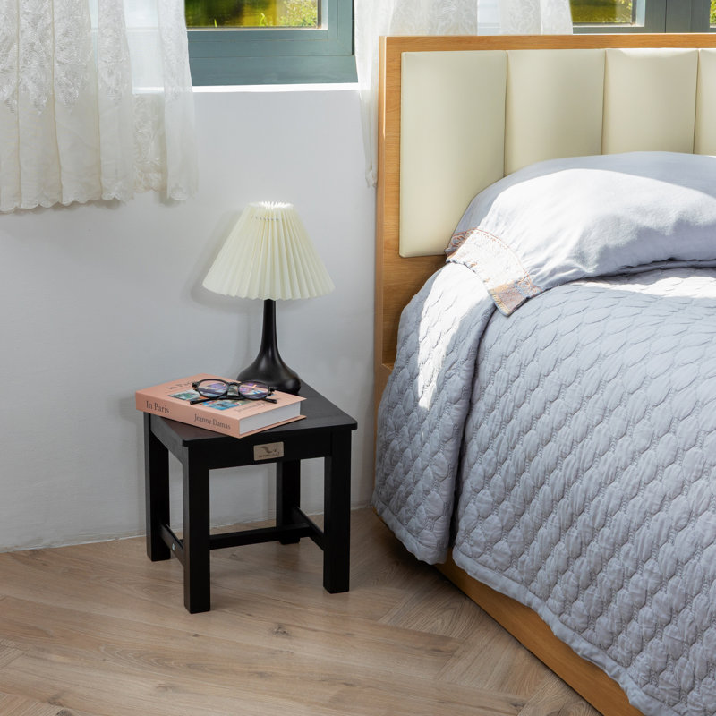 Tabouret d'appoint en bois d'acacia massif, Noir