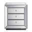 Armoire à trois tiroirs avec finition miroir en perles, argent scintillant pour un rangement et une décoration élégants