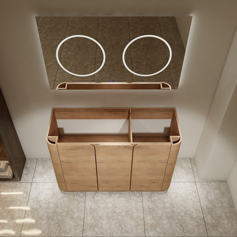 Meuble-lavabo autoportant de 48 pouces avec trois portes à fermeture en douceur