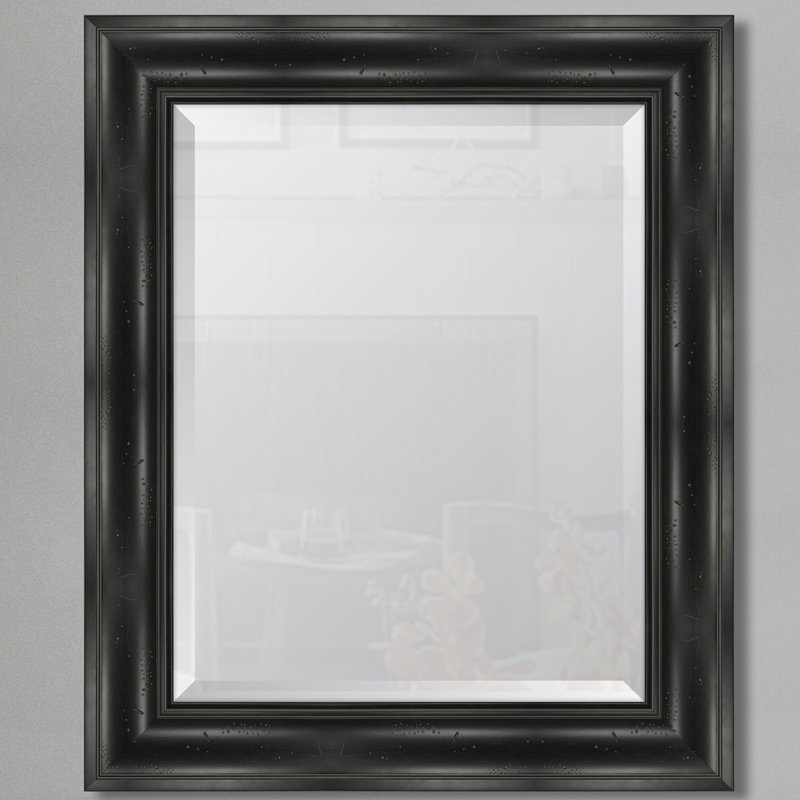 Miroir mural à cadre en résine English, H 36,5 po x l 30,5 po, Noir