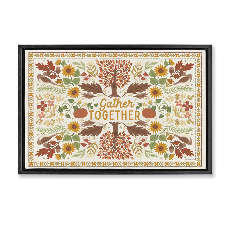Toile «Gather Together» par Laura Marshall, Cadre flottant noir de jais, H 21 po x l 31 po