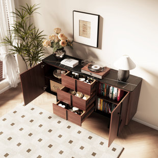 Walnut wood storage sideboard