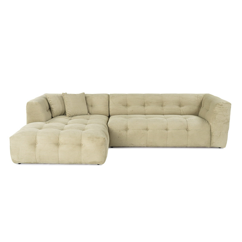 Stylish Corner Sofa, Green Fabric, 118 x 59 x 28.3 inches | Durable Beech Wood & Chipboard Frame, 100% Polyester, 28 DNS Foam Back Support | Fixed Cushions, Easy-Clean Fabric, Perfect for Modern Living Rooms