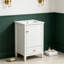 Meuble-lavabo simple autoportant de 20 po avec lavabo en céramique, porte simple et tiroir, quincaillerie dorée