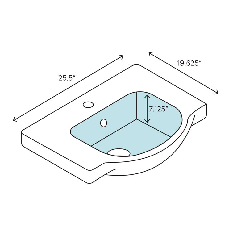 D-Code Ceramic 26" Wall Mount Bathroom Sink with Overflow