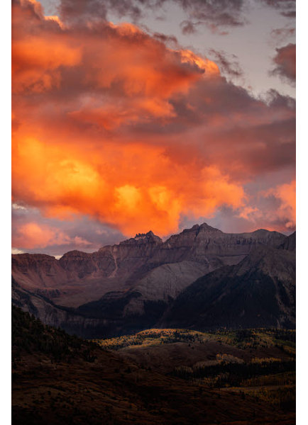 Millwood Pines USA Colorado San Juan Mountains Autumn sunset over the ...