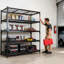 Étagère en métal robuste à 5 niveaux, l 48 po x P 24 po x H 72 po, support de rangement réglable, assemblage sans boulon, capacité de charge totale de 4 000 lb, pour le garage, le sous-sol, l'entrepôt, noir