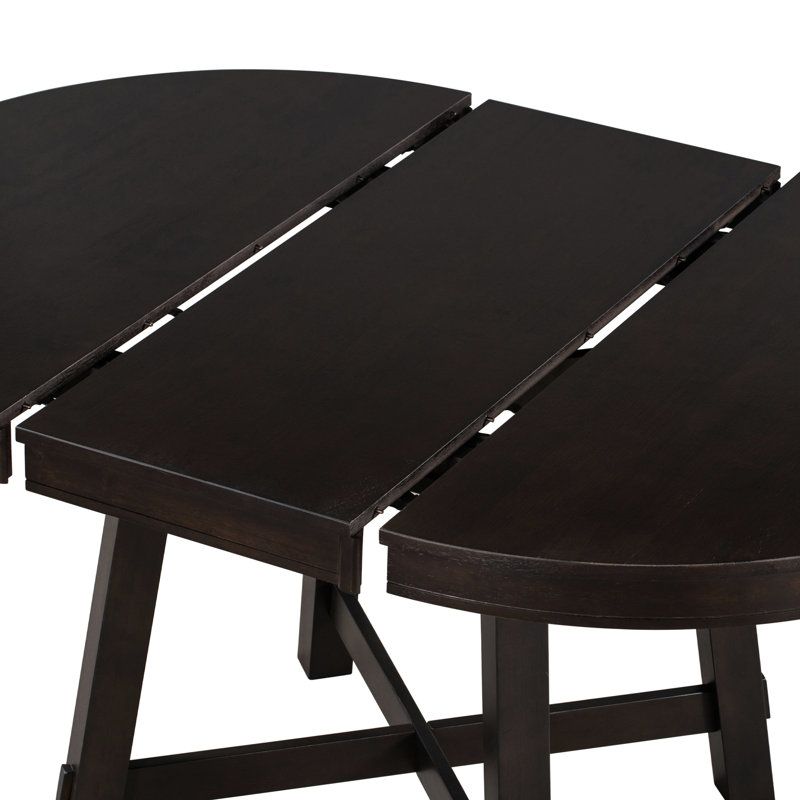 Table de salle à manger ronde en bois massif avec option extensible, feuille de 16 po, sièges 6, table réglable de 42 à 58, 42 po et 58 po, bois, placage de chêne, fabrication en peuplier robuste