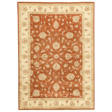 Hand Knotted Wool Area Rug in Rust And Cream