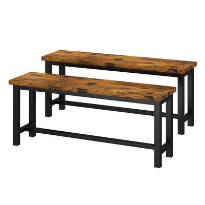 Bancs de salle à manger, bancs de cuisine de 39 pouces, paire de 2 bancs d'intérieur de style industriel, structure en métal durable et stable pour la salle à manger, la cuisine, la chambre à coucher, le vestibule