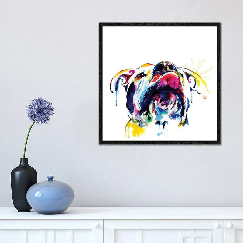 Smile by Weekday Best - Painting on Canvas, 45.72 cm H x 45.72 cm W, Black Framed
