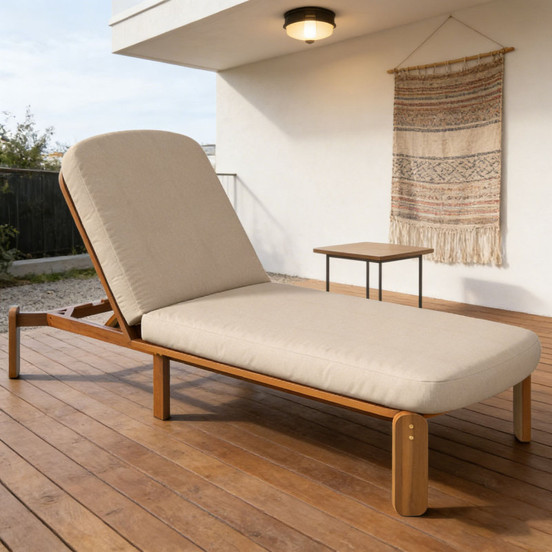 Outdoor Chaise Lounge Adjustable Patio Chaise, Brown