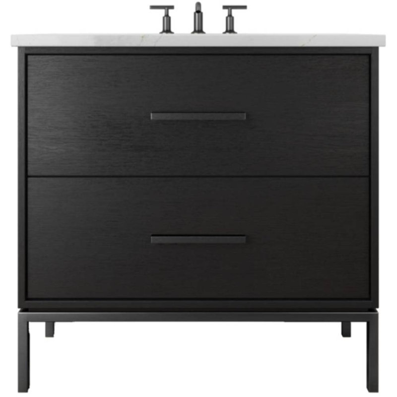 Rift White Oak Two-Drawer Single Bath Vanity, 30", Matte Black, Classic Black