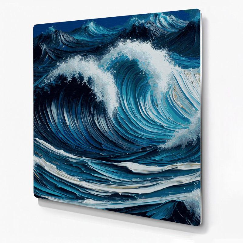 Art mural en métal bleu côtier, H 12 po x l 12 po