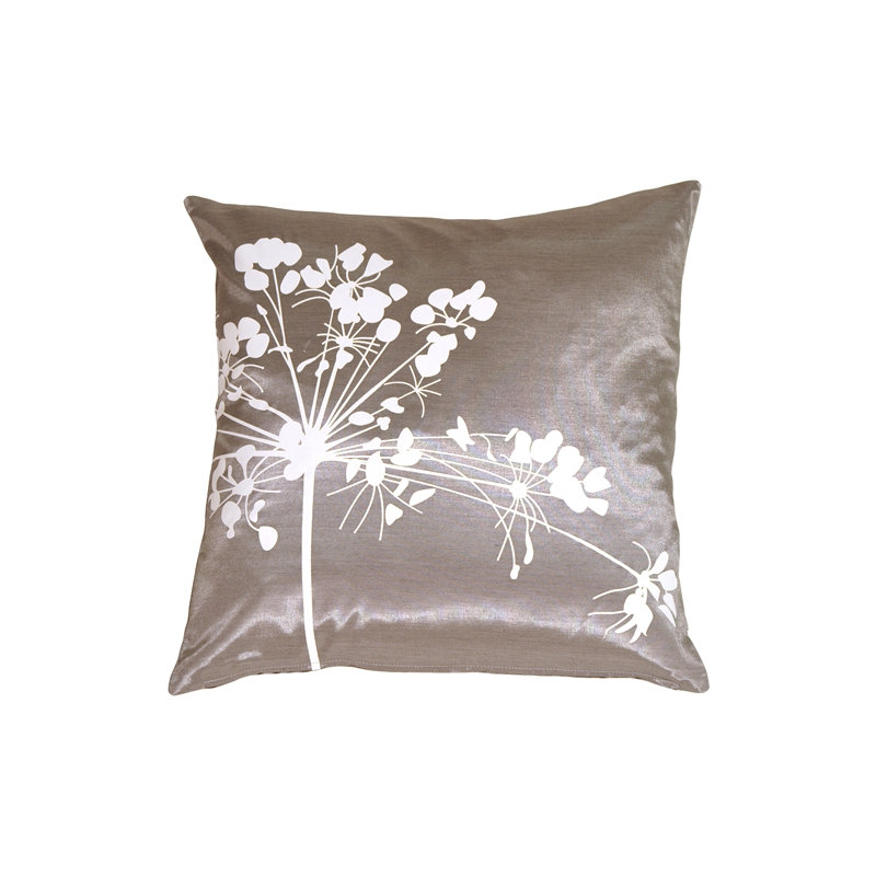 Coussin décoratif fleur Carlea, Gris / Blanc