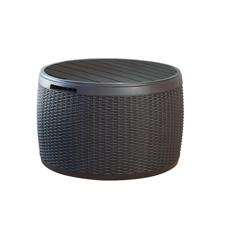 Keter Circa 37 Gallon Rattan Durable Resin Outdoor Storage and Organization Deck Box Ideal For Patio, Gray