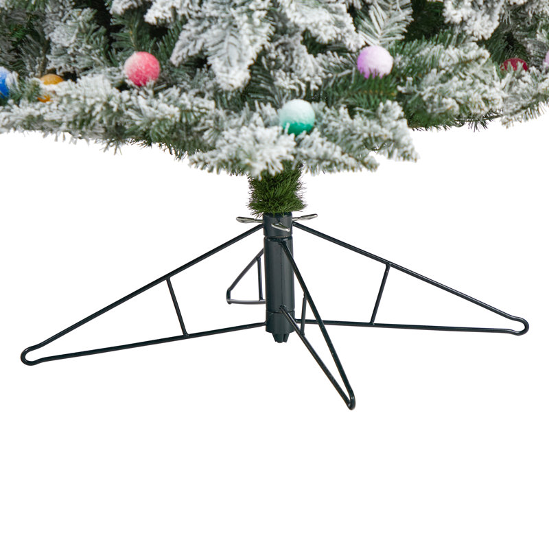Sapin de Noël artificiel floqué avec lumières multicolores, H 8,5 pi