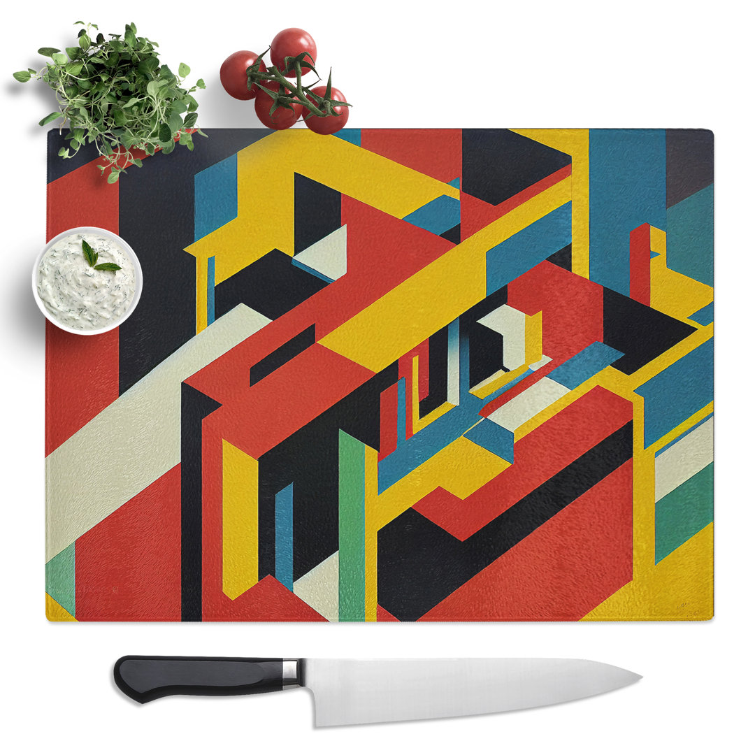 Abstract Bauhaus Vol.1  Glass Chopping Board