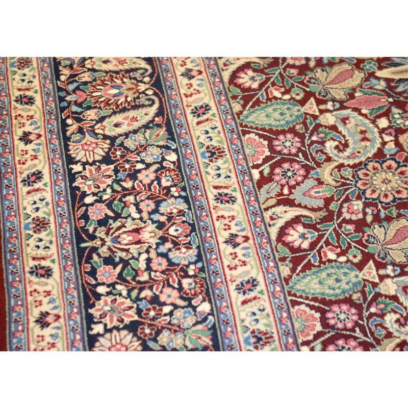 High-Quality Hand-Knotted Wine And Navy Area Rug