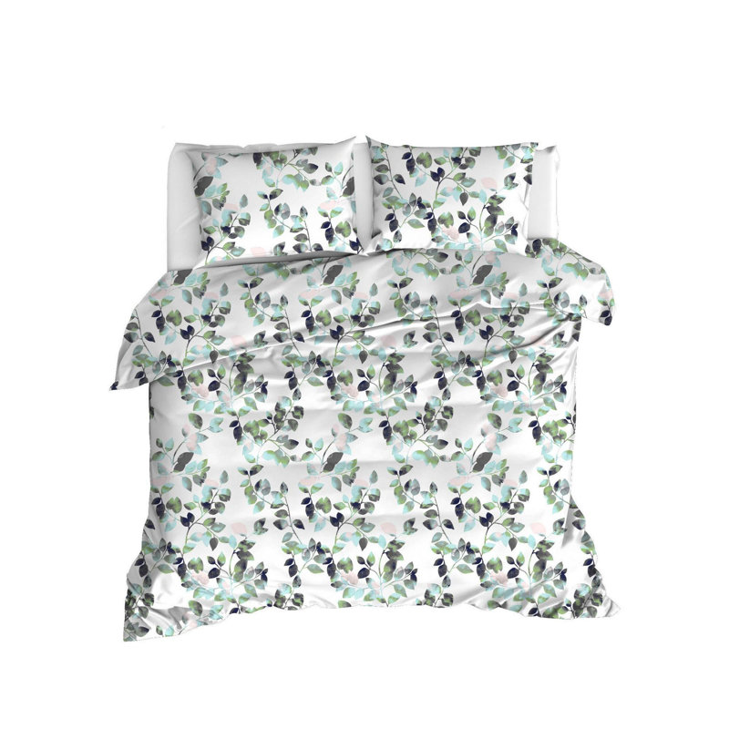Ensemble de housse de couette très grand, Floral blanc, Courtepointe simple + 1 taie d'oreiller standard