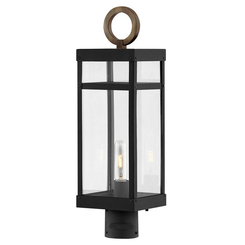 Porter 22.75" Outdoor Single Light Post Mount Lantern with Lumiglo - Lisa McDennon Collection, Brown