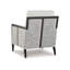 Chaise d'appoint Adi, mélange de polyester acrylique ivoire, structure en bois massif noir