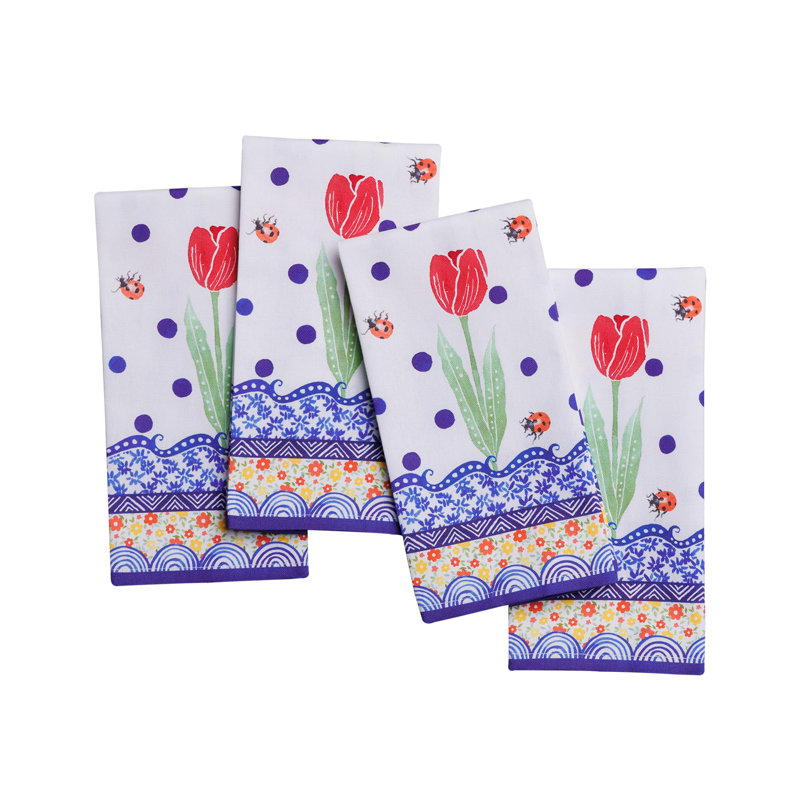 Serviette de table maison d'Hermine Folky Floral 100 % coton - 45,7 cm x 45,7 cm