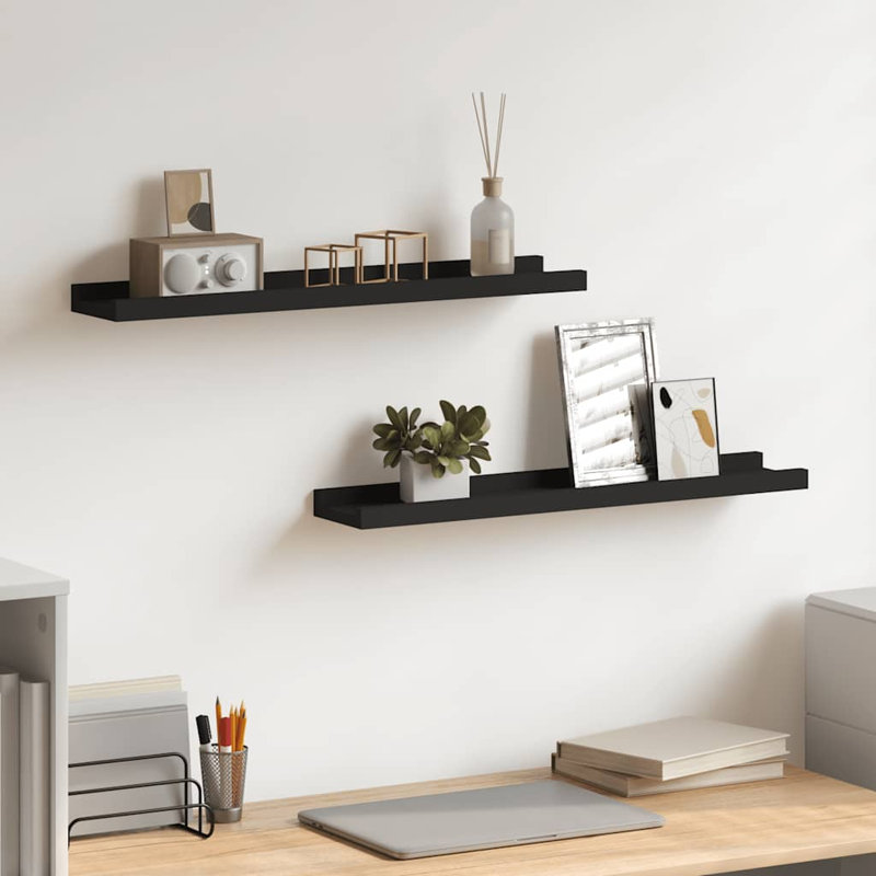 Wall Shelf Floating Shelf Wall Mounted Display Shelf for Photo Frame, Black, 1.2" H x 23.6" W x 3.5" D