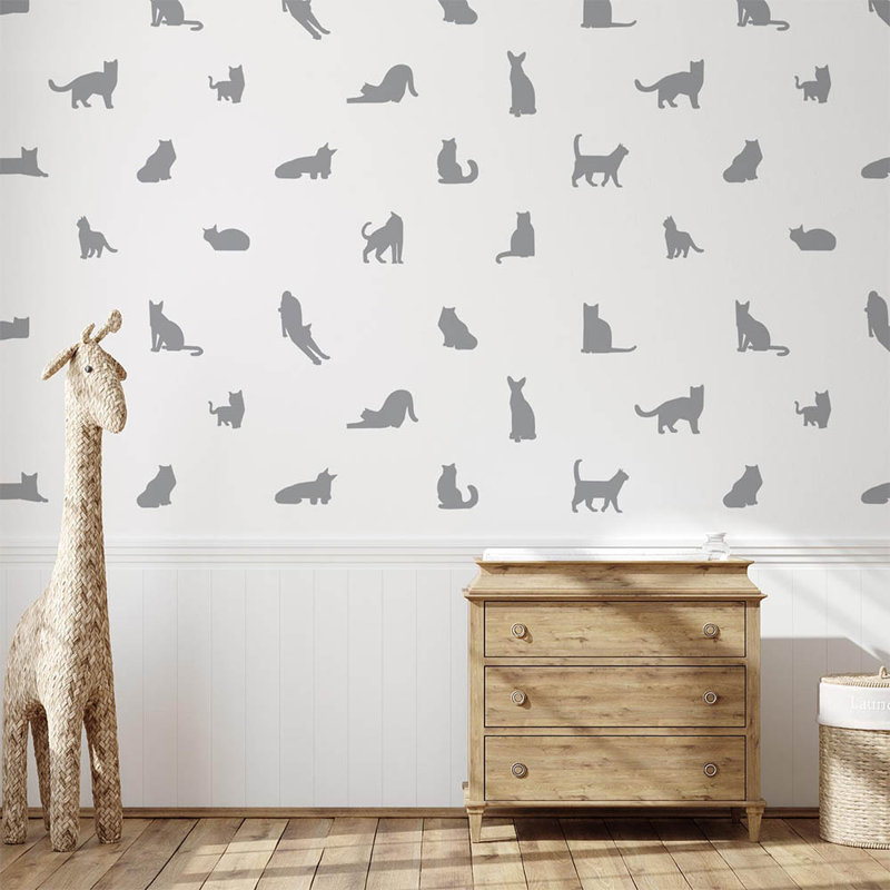 Cat Silhouette Wall Decals | Silver