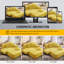 Chaise longue moelleuse en velours côtelé jaune avec 3 coussins de rangement sans cadre