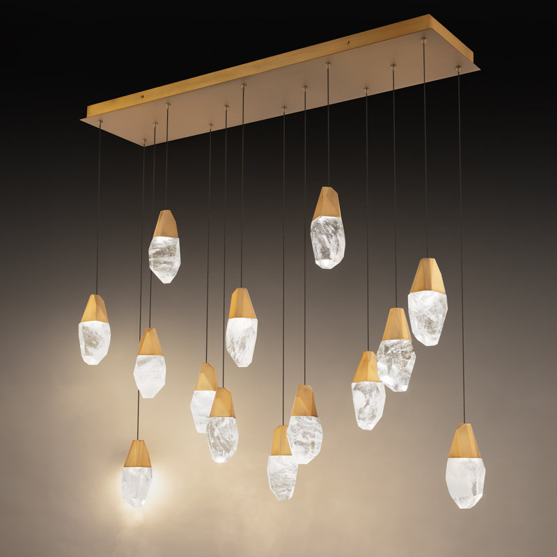 Aged Brass 40'' Crystal LED Multi-Light Pendant