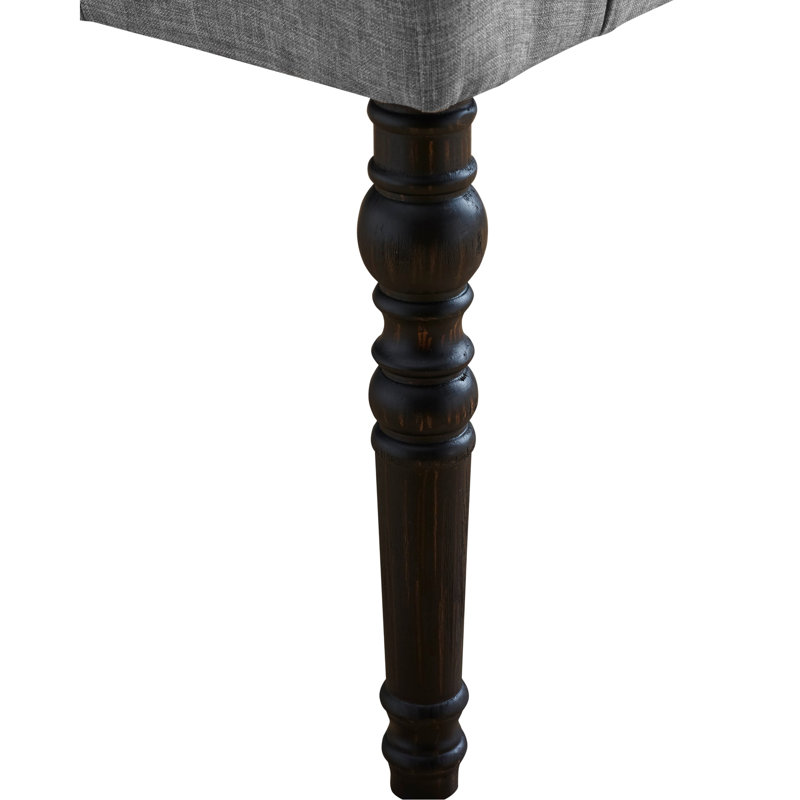 Fabric Dining Bench, Gray - Solid Wood Frame & Turned Legs, Assembly Required, 48"W X 16"D 19.5"H Seat Bench With 19.5"H, Required