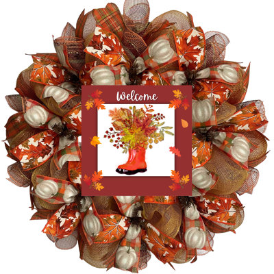 Couronne de bienvenue d'automne avec personnalisation disponible