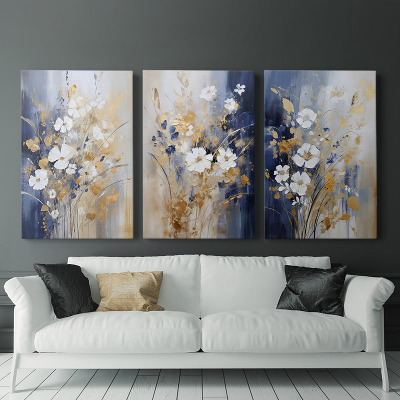 Floral Study Series CXII - Ensemble de toiles tendues avec châssis Premium - Prêt à être accroché