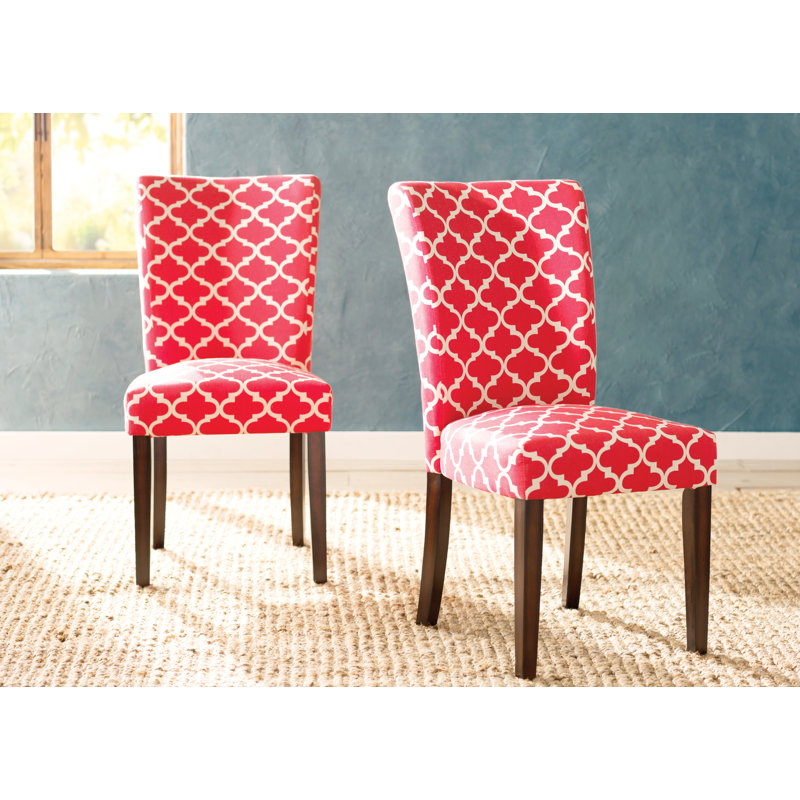 Chaise rembourrée en bois massif Lancaster, Rouge samba