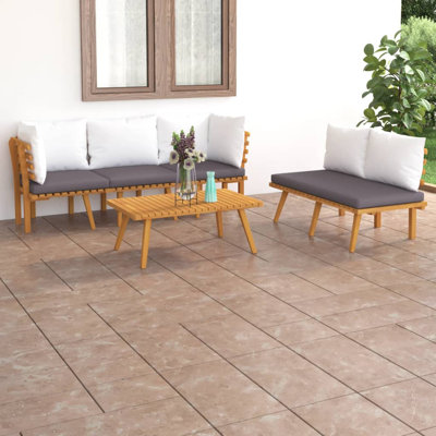 Ensemble de canapé modulaire d'extérieur en bois d'acacia gris foncé