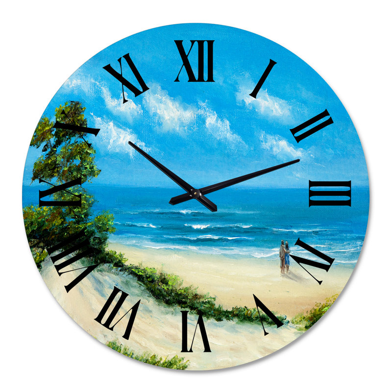Couple à la plage - horloge murale nautique et côtière, Moyenne