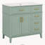 Meuble-lavabo moderne vert clair de 91 cm (36 po) avec lavabo en céramique, porte à fermeture en douceur et 4 tiroirs de rangement