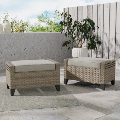 Sivi Upholstered Outdoor Ottoman with Sunbrella® Cushion