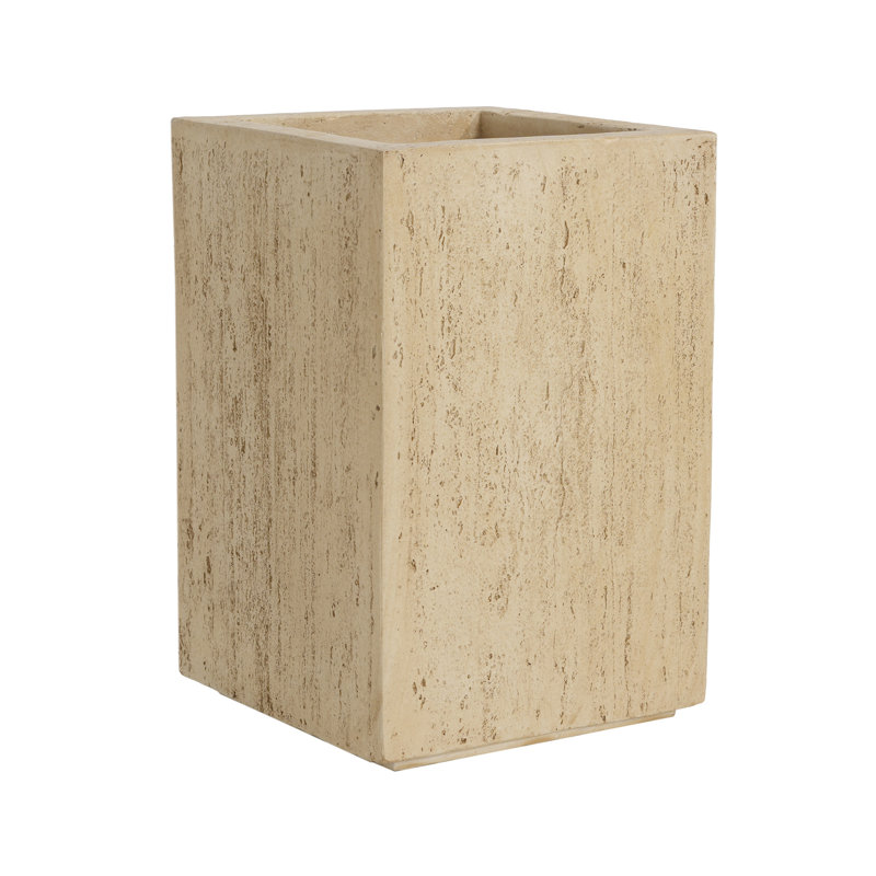 Rectangle Handmade Magnesium Oxide Planter Box, 19.18" Tall, 13.1" W X D, Antique Brown, No Assembly, Drainage With Plug H, Wide And Deep, Assembly Needed, Hole